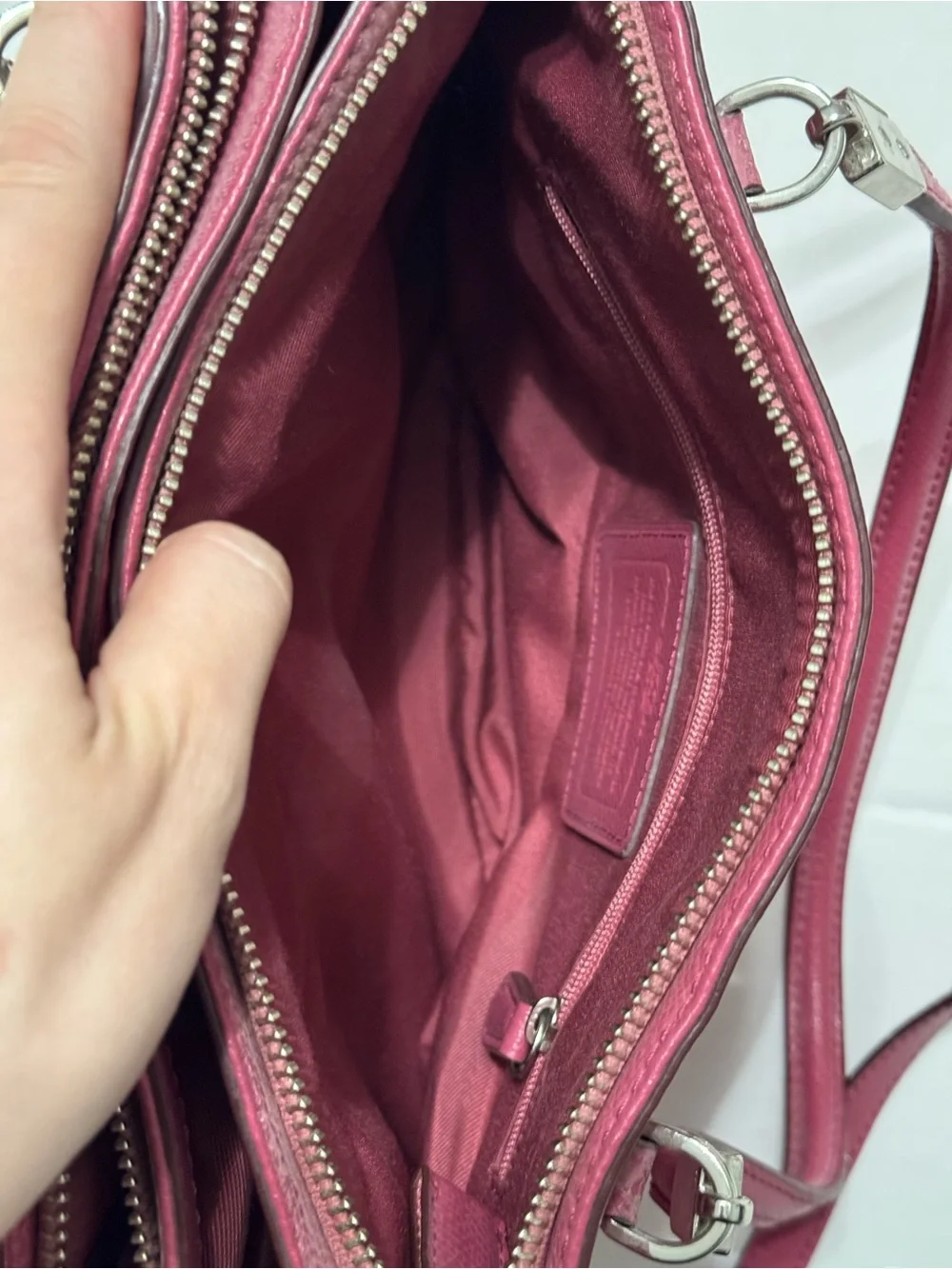 Coach Christie Carryall Crossgrain Leather Pink Satchel Handbag